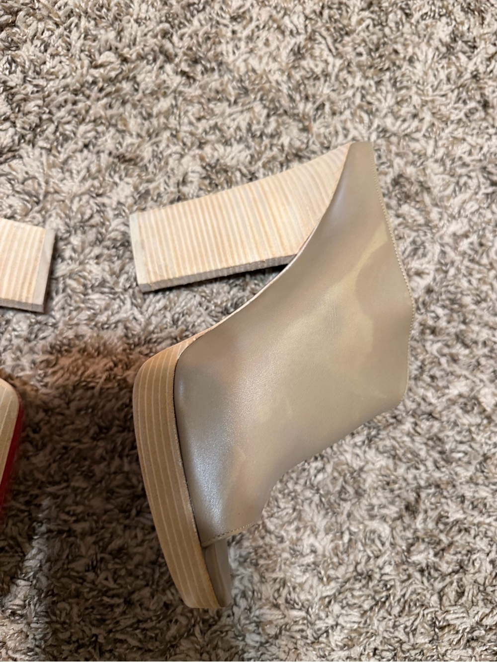 Christian Louboutin Taupe Leather Open-Toe Mules - Picture 4 of 7